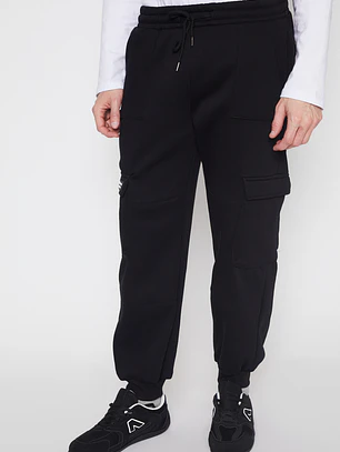 Pantalón Buzo Cargo Cortes Hombre Negro Familyshop