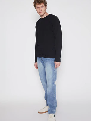 Polera Manga Larga Basic Hombre Negro Familyshop