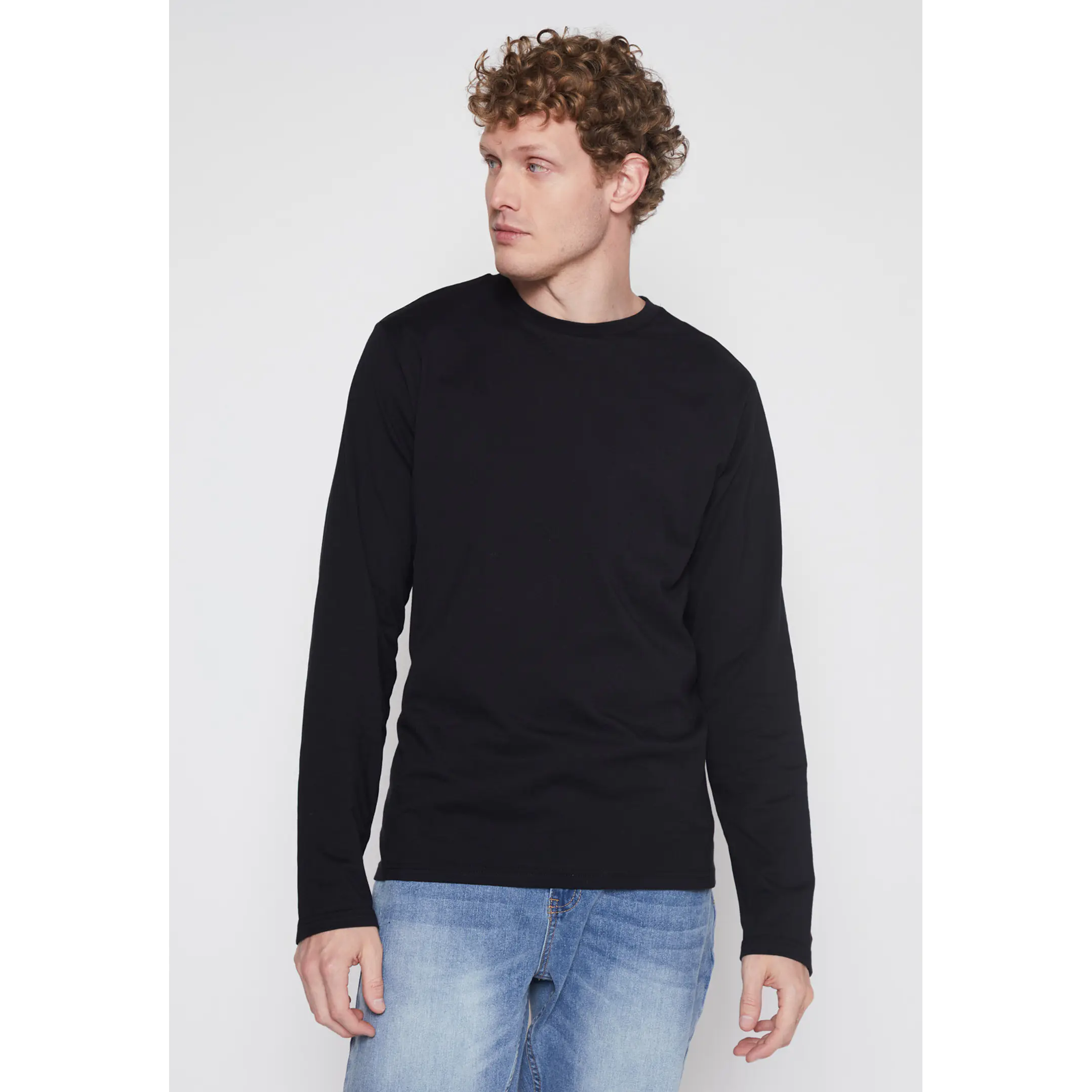 Polera Manga Larga Basic Hombre Negro Familyshop 1