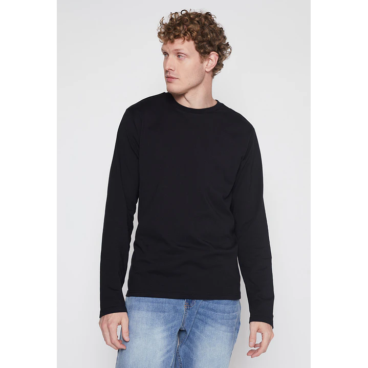 Polera Manga Larga Basic Hombre Negro Familyshop 1