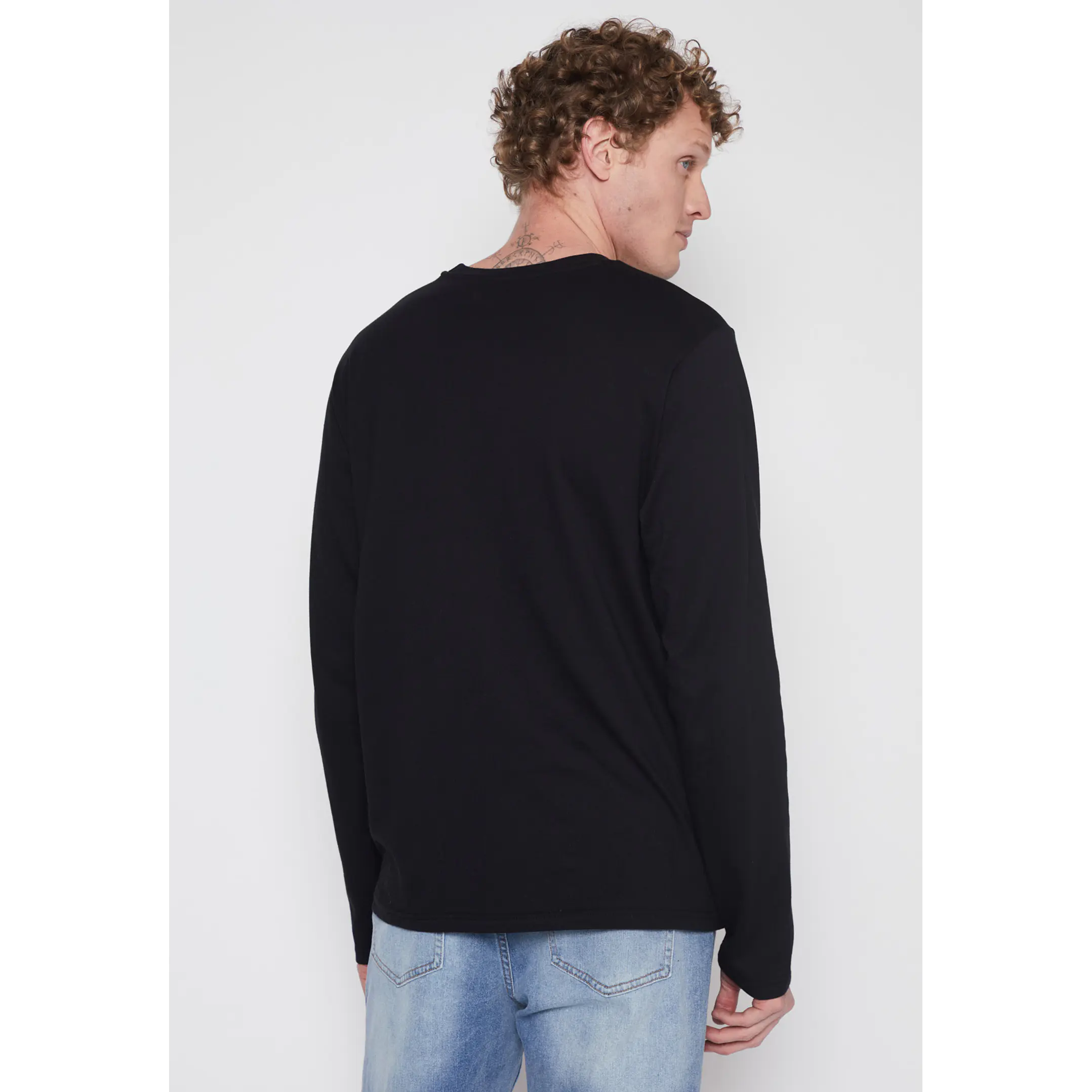 Polera Manga Larga Basic Hombre Negro Familyshop 4