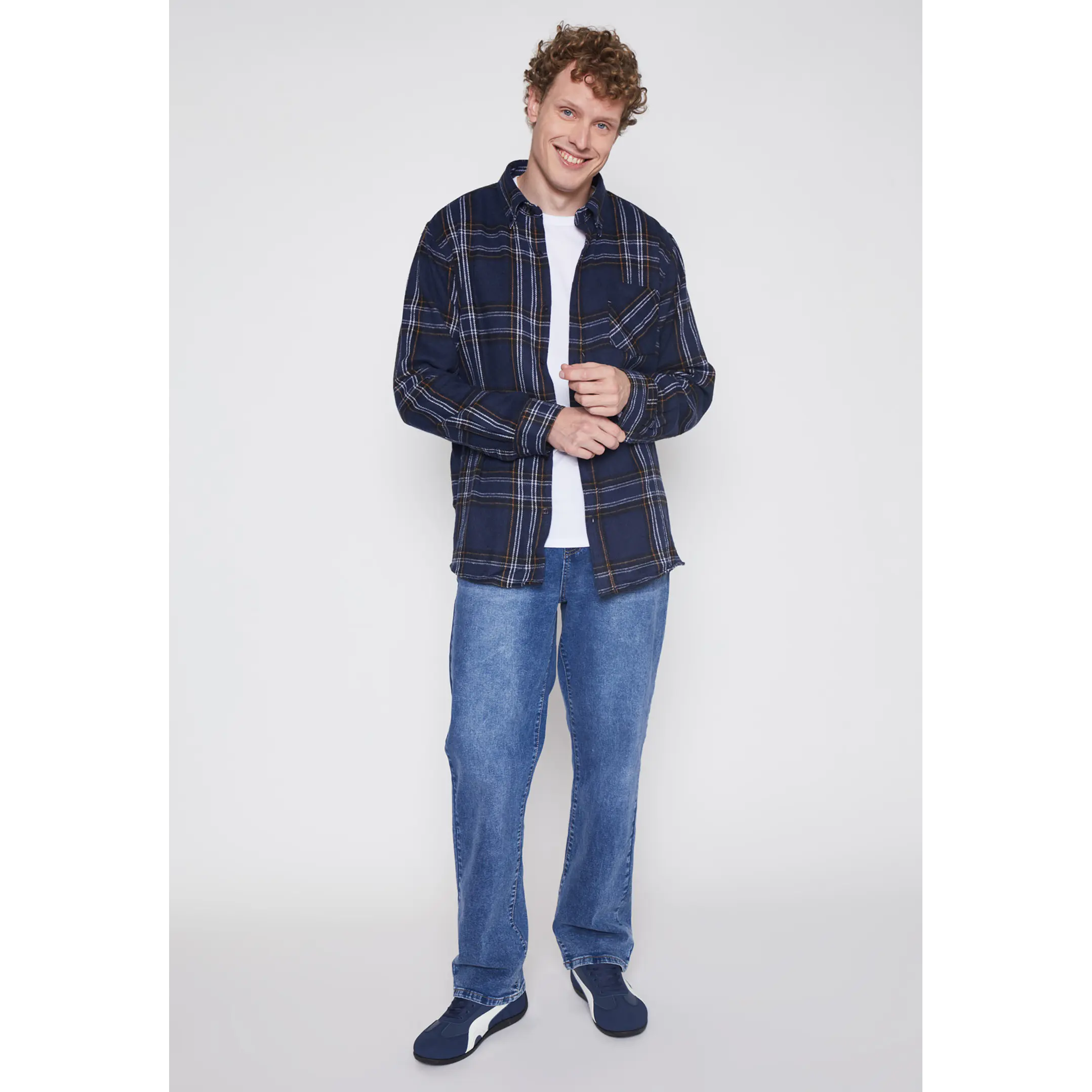 Camisa Franela Manga Larga Hombre Azul Familyshop 4