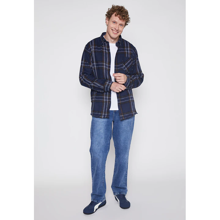 Camisa Franela Manga Larga Hombre Azul Familyshop 4