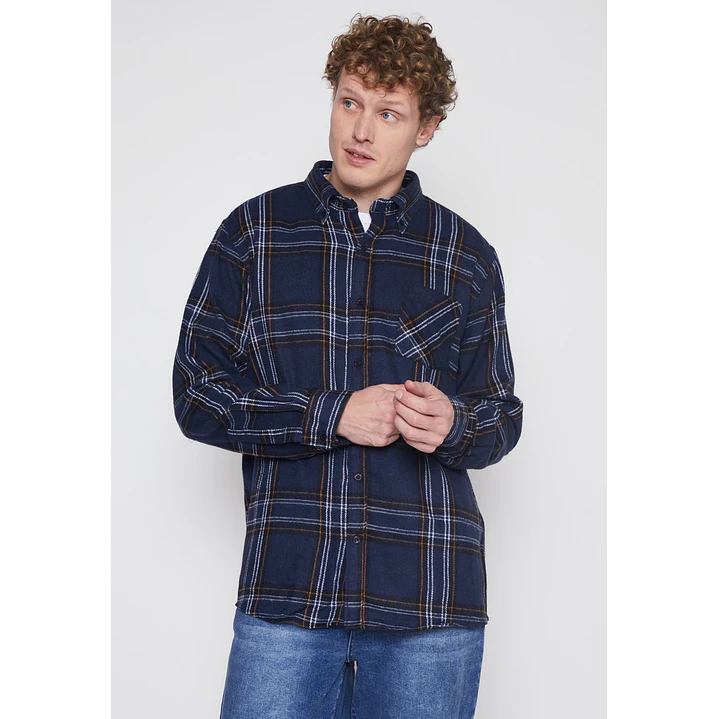 Camisa Franela Manga Larga Hombre Azul Familyshop 1