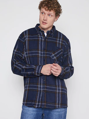 Camisa Franela Manga Larga Hombre Azul Familyshop