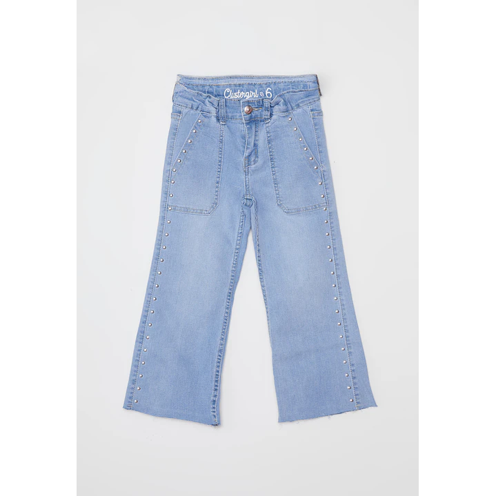 Jeans Wide Leg Tachas Niña Azul Familyshop 1