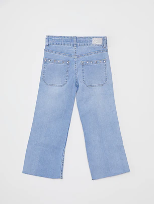 Jeans Wide Leg Tachas Niña Azul Familyshop