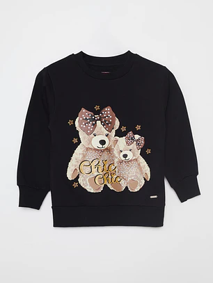 Polerón Oso Niña Negro Familyshop