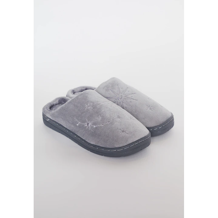 Pantufla Bordado Mujer Gris Familyshop 1