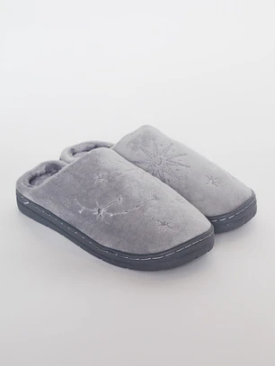 Pantufla Bordado Mujer Gris Familyshop