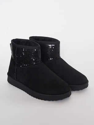 Bota Brillo Mujer Negro Familyshop