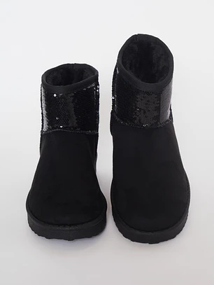 Bota Brillo Mujer Negro Familyshop