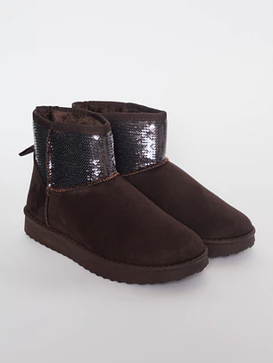 Bota Brillo Mujer Café Familyshop