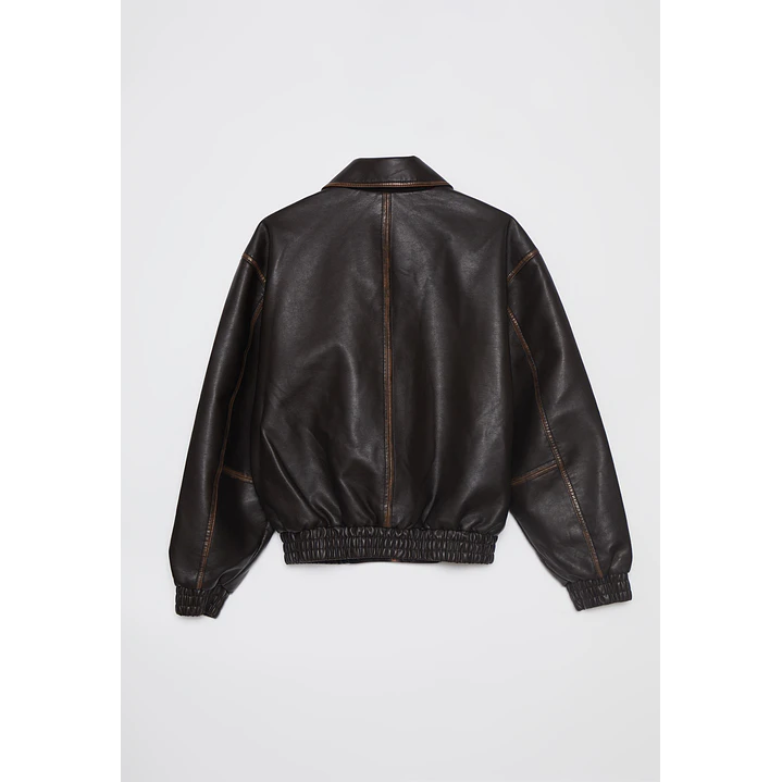 Chaqueta Ecocuero Mujer Café Familyshop 2