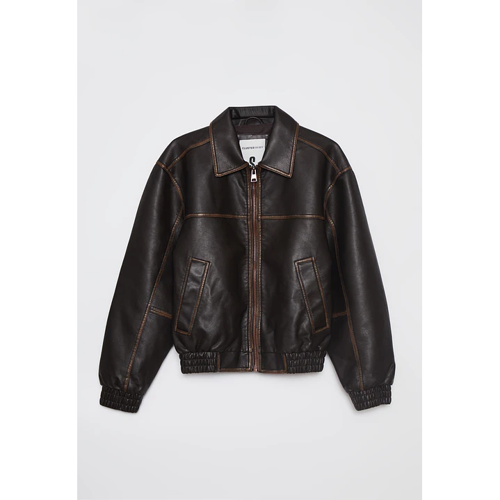 Chaqueta Ecocuero Mujer Café Familyshop 1