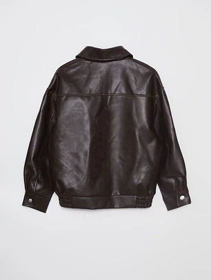 Chaqueta Efecto Piel Mujer Café Familyshop