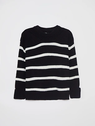 Sweater Rayas Mujer Negro Familyshop