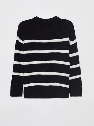 Sweater Rayas Mujer Negro Familyshop