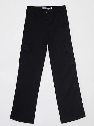 Pantalón Wide Leg Mujer Negro Familyshop
