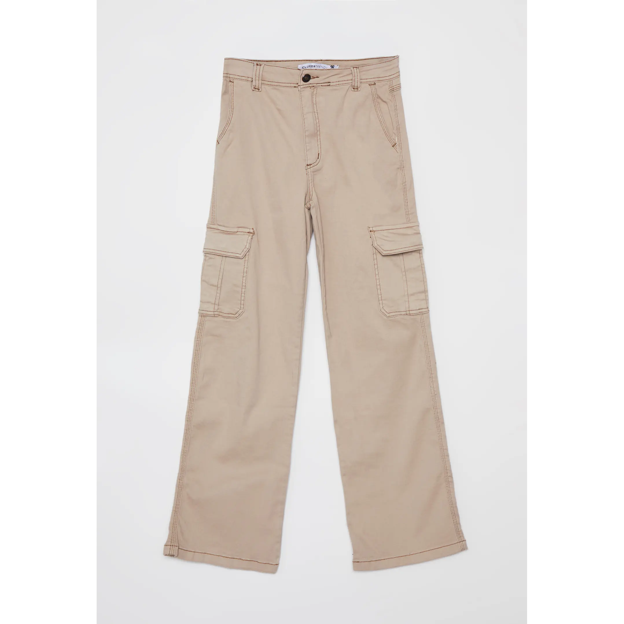 Pantalón Wide Leg Cargo Mujer Beige Familyshop 1