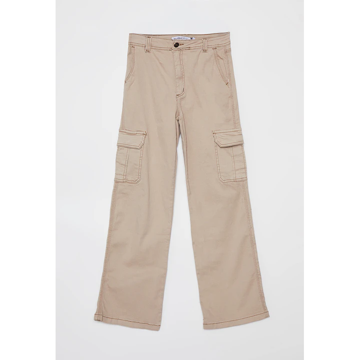 Pantalón Wide Leg Cargo Mujer Beige Familyshop 1