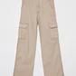 Pantalón Wide Leg Cargo Mujer Beige Familyshop - Miniatura 1