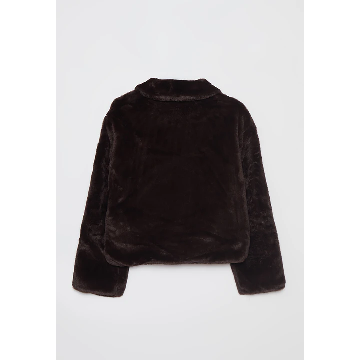 Chaqueta Piel Manga Larga Mujer Café Familyshop 2