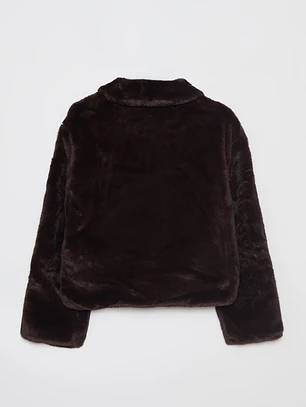 Chaqueta Piel Manga Larga Mujer Café Familyshop