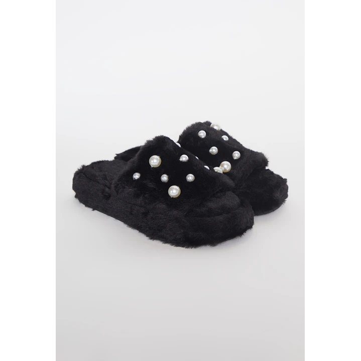 Pantufla Perlas Mujer Negro Familyshop 1