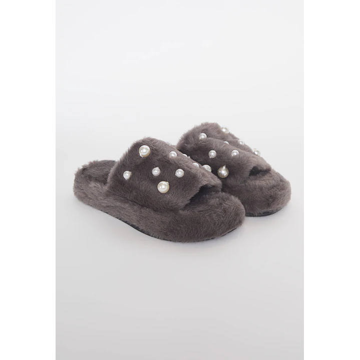Pantufla Perlas Mujer Gris Familyshop 1