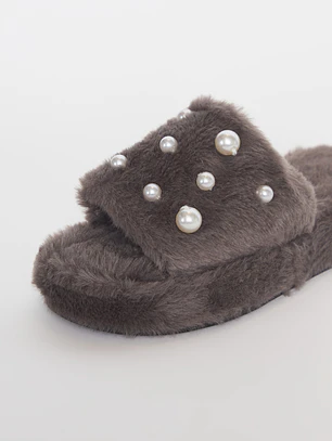 Pantufla Perlas Mujer Gris Familyshop