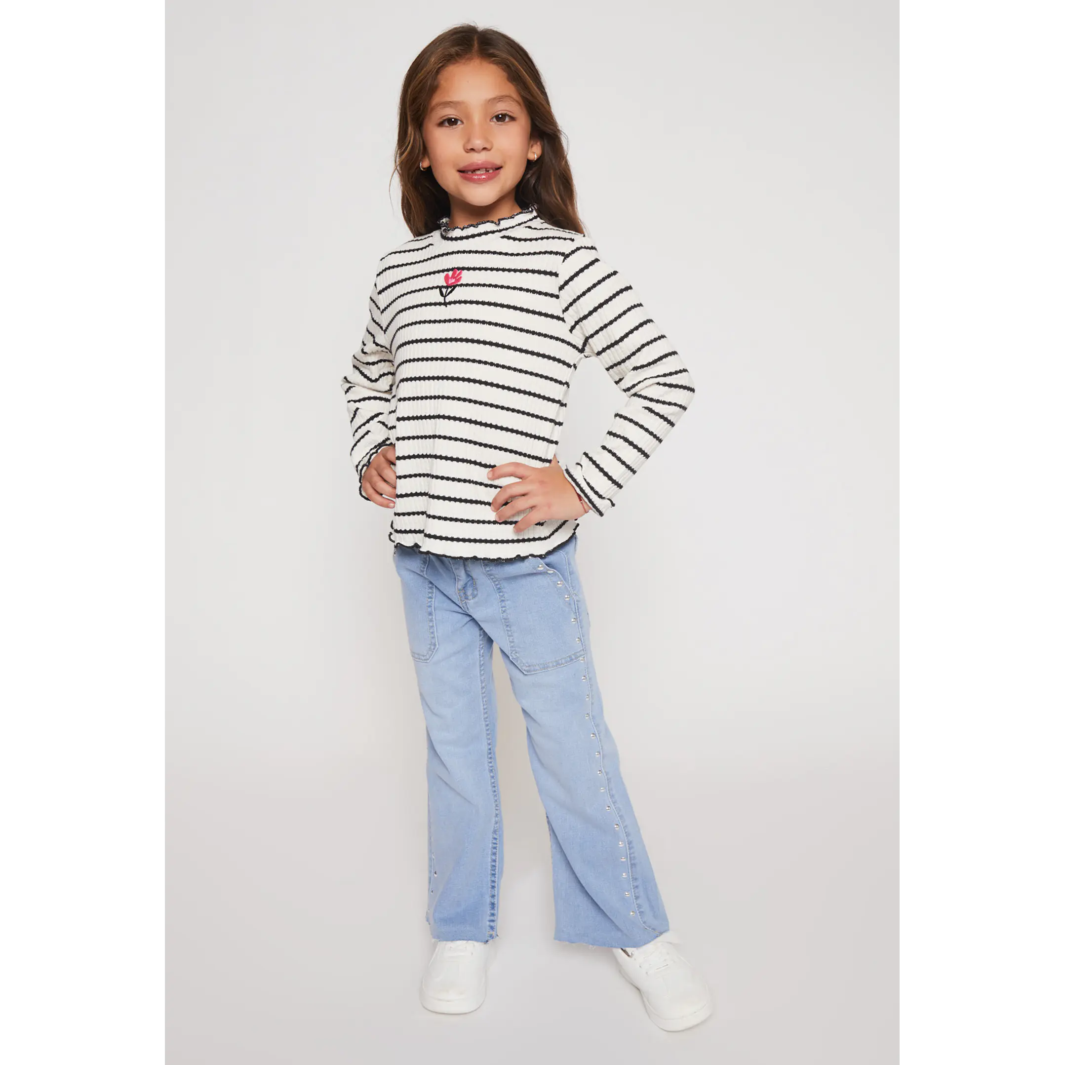 Jeans Wide Leg Tachas Niña Azul Familyshop 3