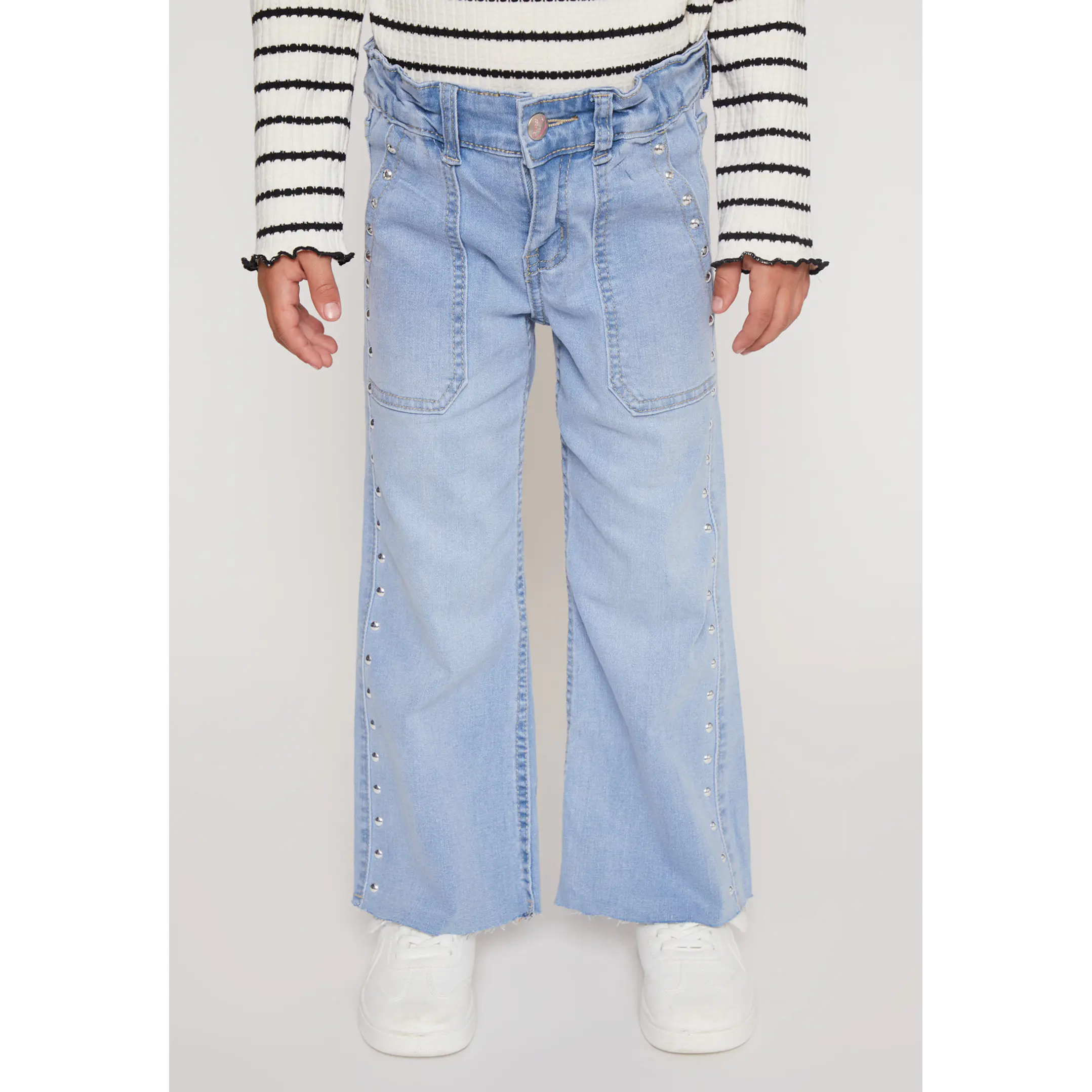 Jeans Wide Leg Tachas Niña Azul Familyshop 1