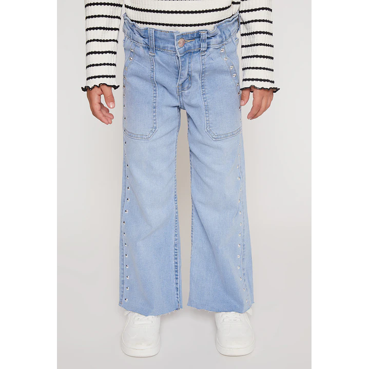 Jeans Wide Leg Tachas Niña Azul Familyshop 1