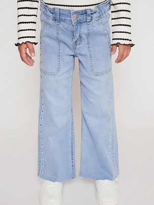 Jeans Wide Leg Tachas Niña Azul Familyshop