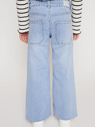Jeans Wide Leg Tachas Niña Azul Familyshop