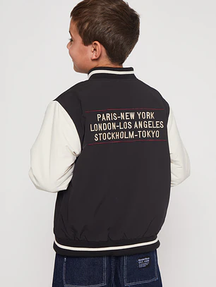 Chaqueta College Sherpa Niño Negro Familyshop