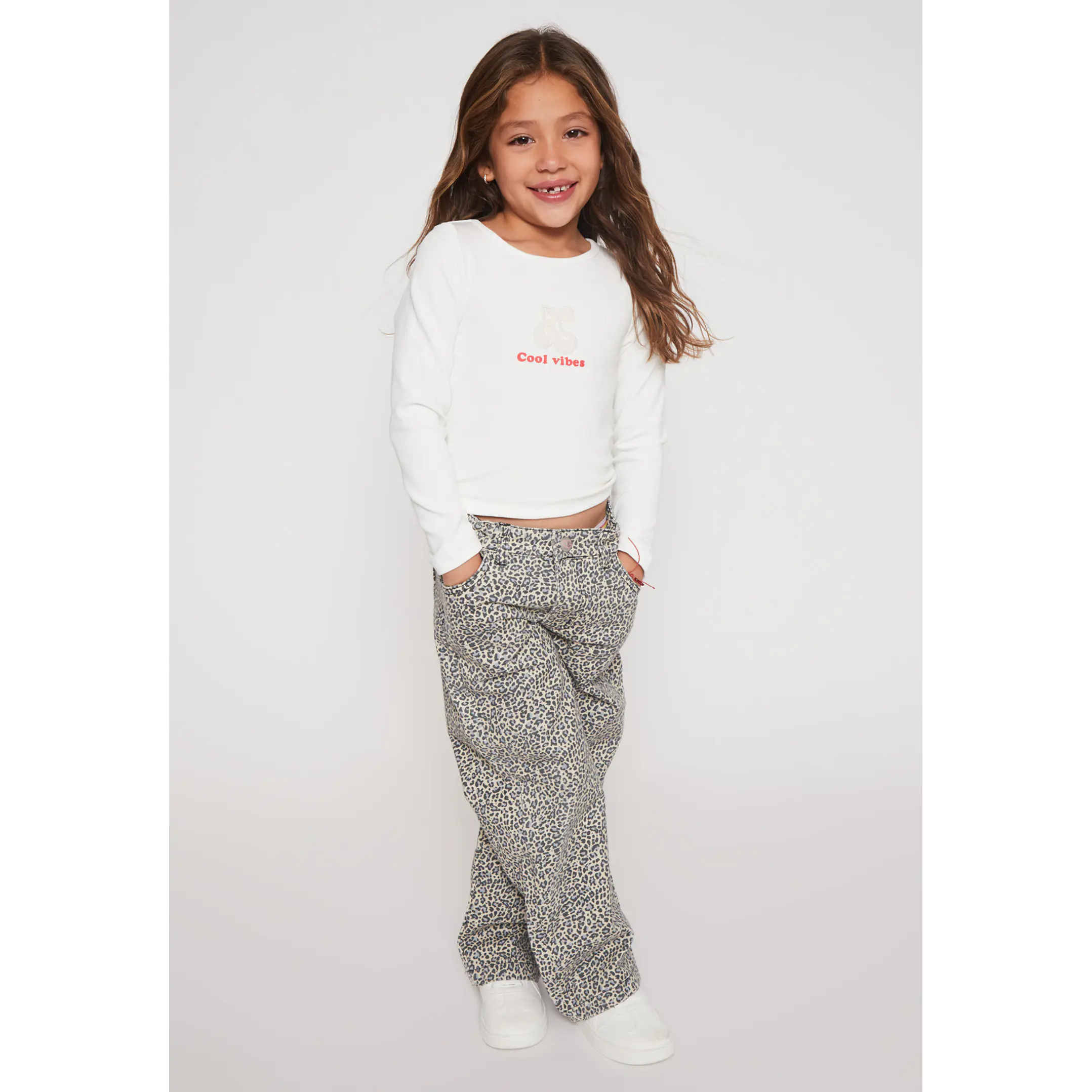 Pantalón Wide Leg Niña Beige Familyshop 3