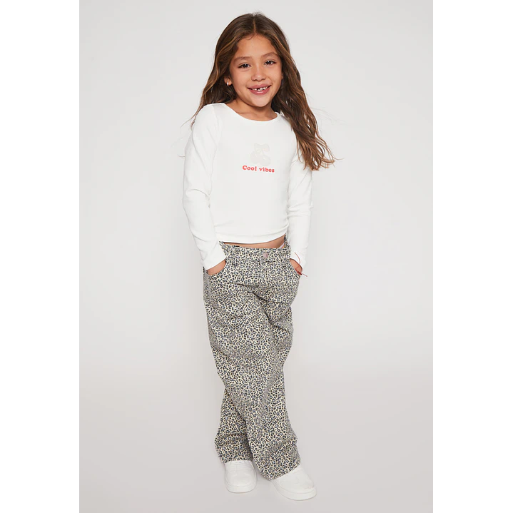 Pantalón Wide Leg Niña Beige Familyshop 3