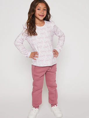 Pantalón Buzo Basic Niña Rosado Familyshop
