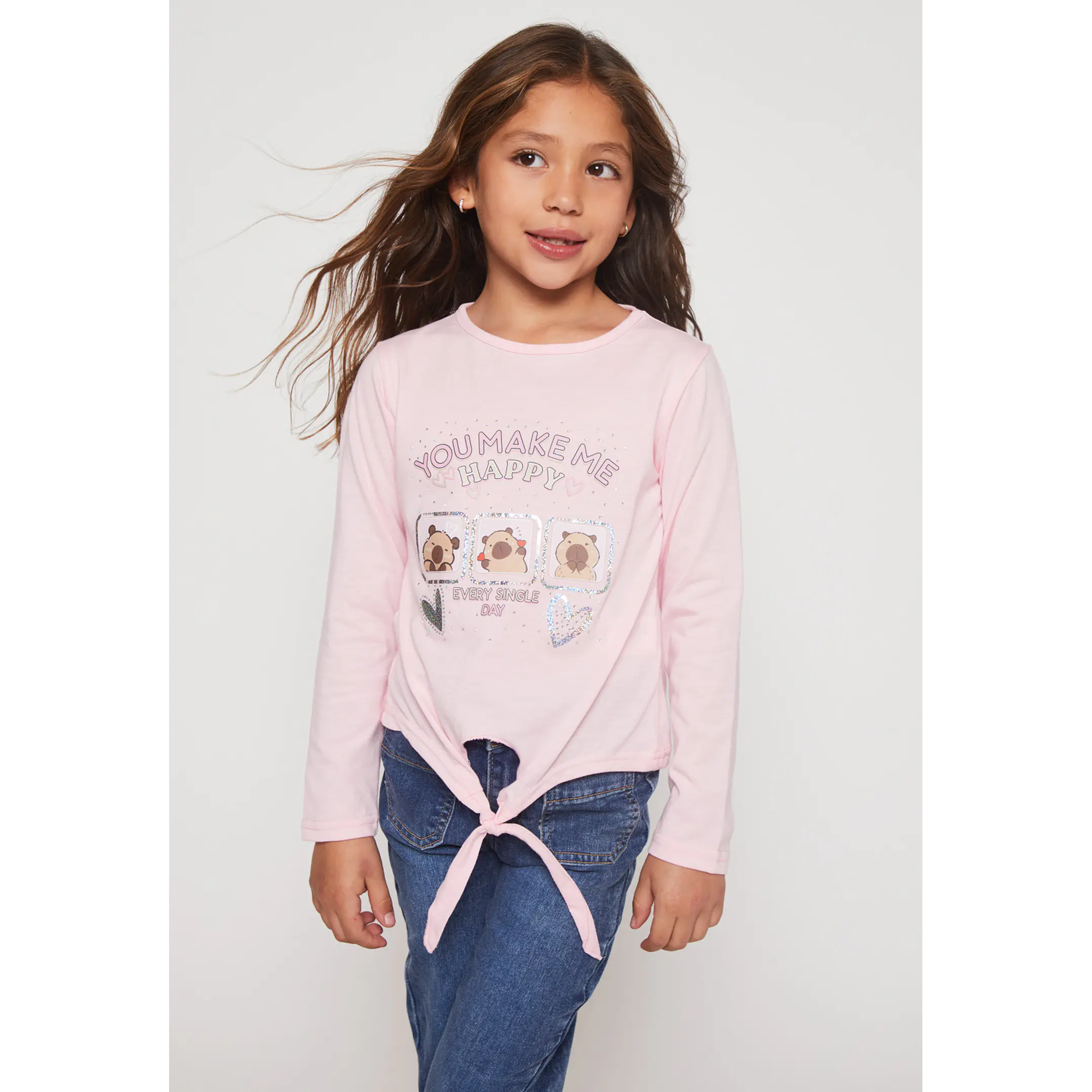 Polera Brillo Niña Damasco Familyshop 1