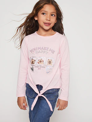 Polera Brillo Niña Damasco Familyshop