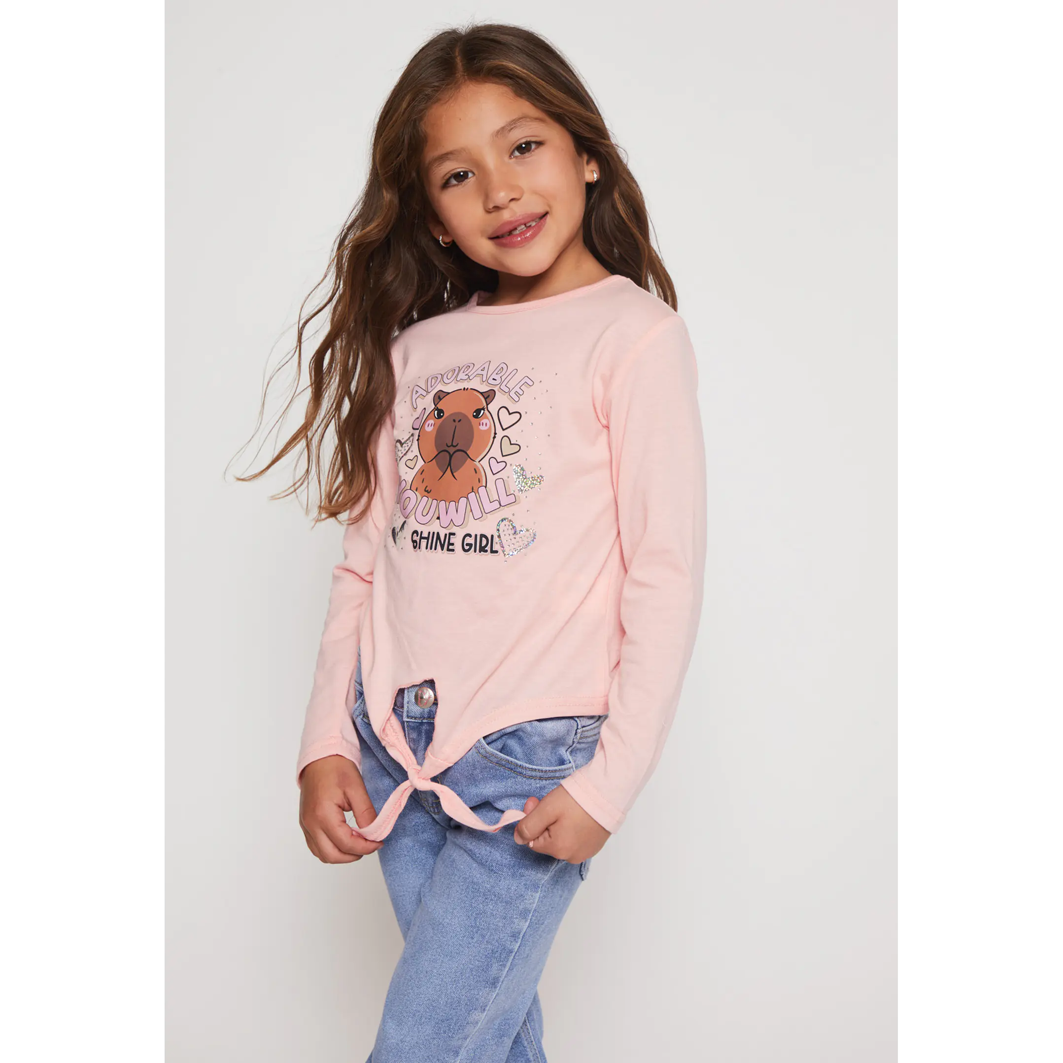 Polera Brillo Niña Rosado Familyshop 1