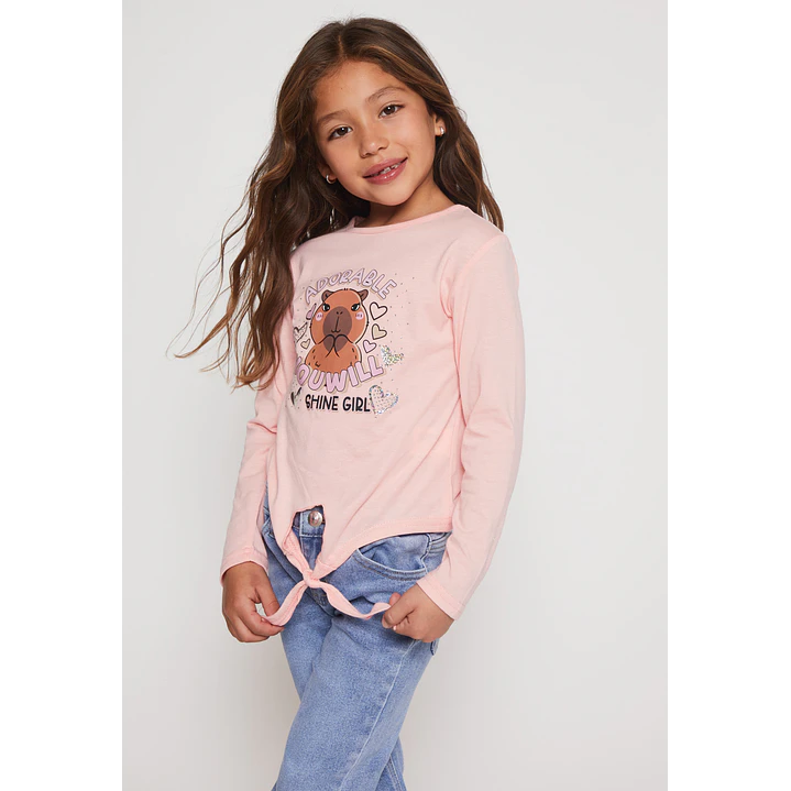Polera Brillo Niña Rosado Familyshop 1