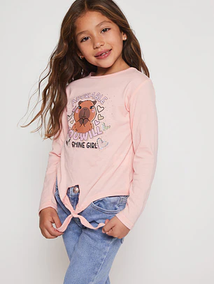 Polera Brillo Niña Rosado Familyshop