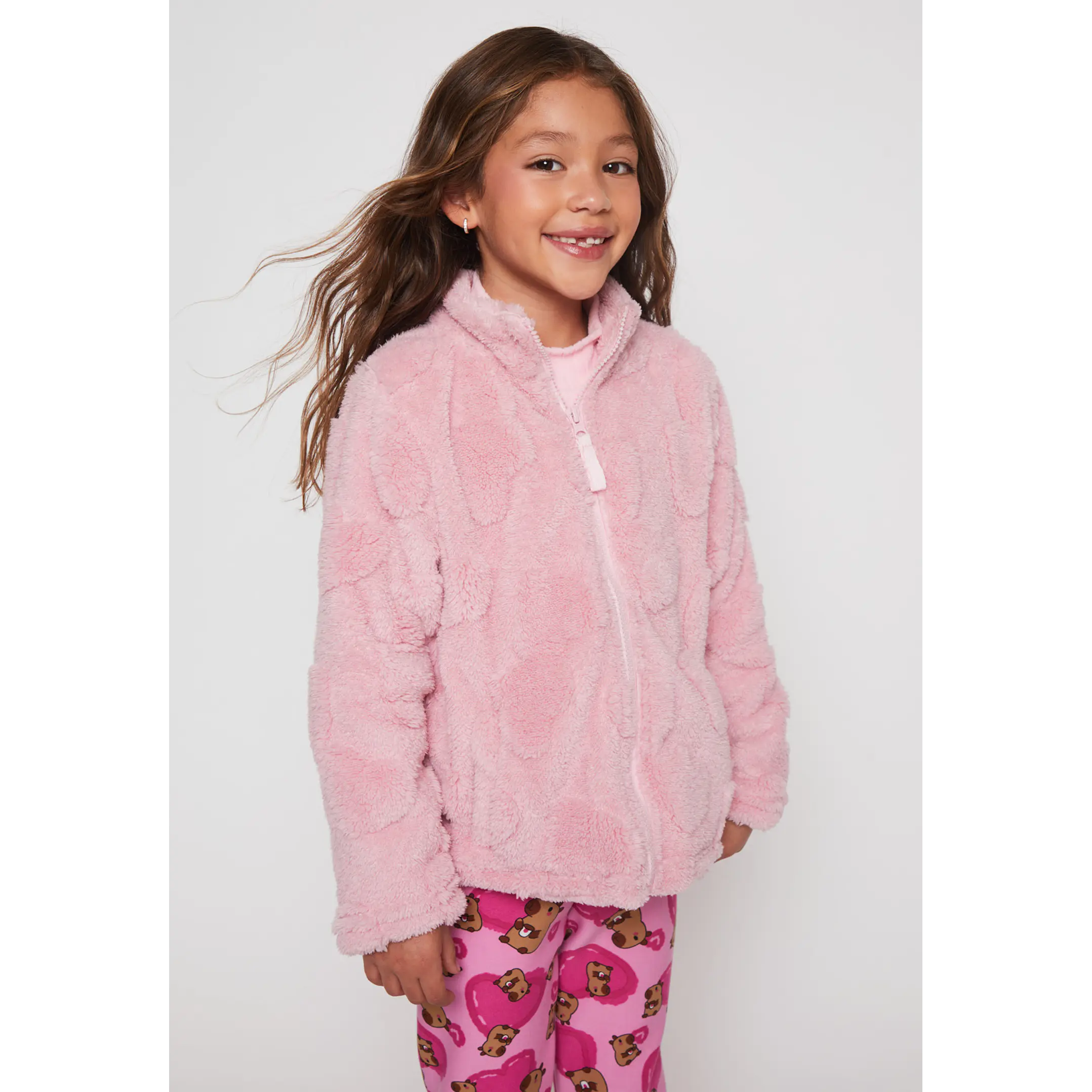 Polar Peludo Flores Niña Rosado Familyshop 1