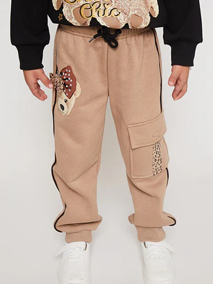 Pantalón Buzo Cargo Niña Café Familyshop