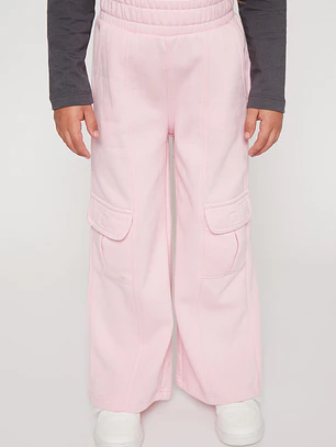Pantalón Buzo Wide Leg Niña Rosado Familyshop