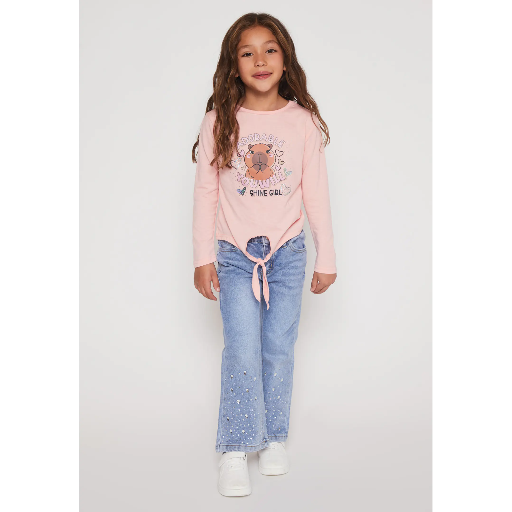 Jeans Flare Bolsillo Niña Azul Familyshop 3