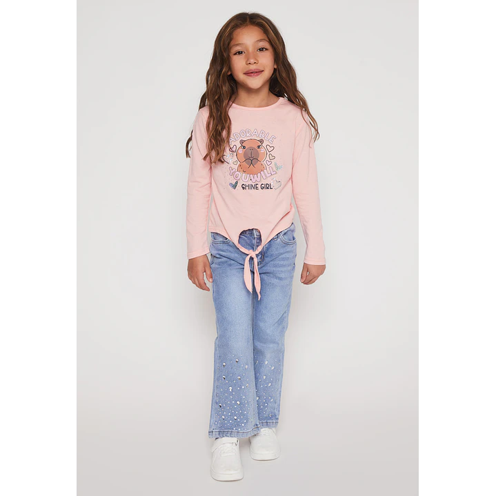 Jeans Flare Bolsillo Niña Azul Familyshop 3